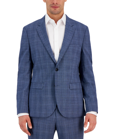 Shop Hugo By  Boss Men's Modern-fit Plaid Wool Blend Suit Jacket In Medium Blue Plaid