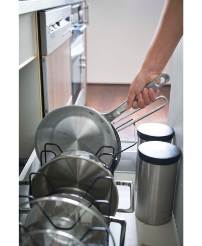 Yamazaki Tower Adjustable Pot Lid Frying Pan Organizer In Black