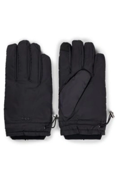 Shop Hugo Boss Padded Gloves In Ripstop Fabric With Touchscreen-friendly Fingertips In Black
