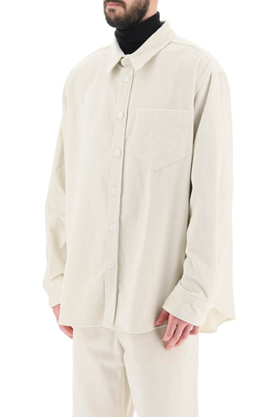 Shop Ami Alexandre Mattiussi Ami Paris Cotton Corduroy Overshirt In White