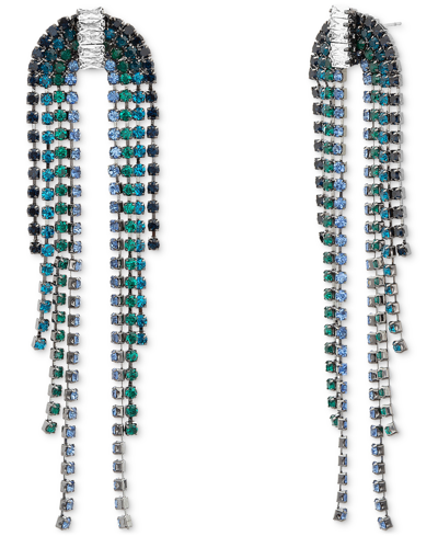 Shop Kensie Silver-tone Multicolor Rhinestone Chain Fringe U-shape Chandelier Earrings In Open Misce