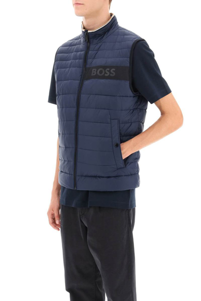 Shop Hugo Boss Boss Darolan Quilted Vest In Blue