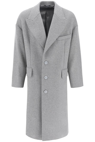 Shop Dolce & Gabbana Deconstructed Maxi Coat In Grey