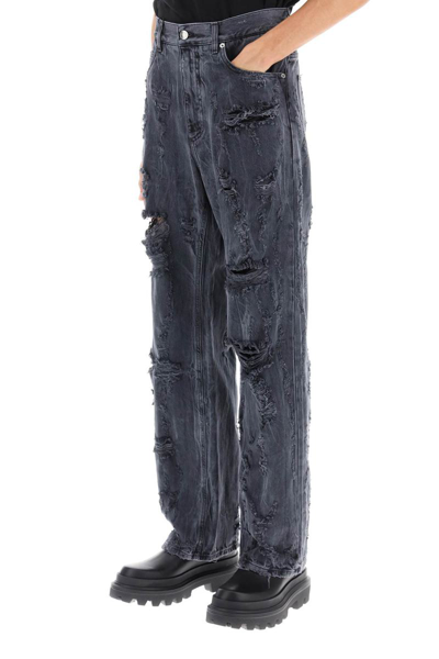 Shop Dolce & Gabbana Destroyed-effect Jeans In Grey