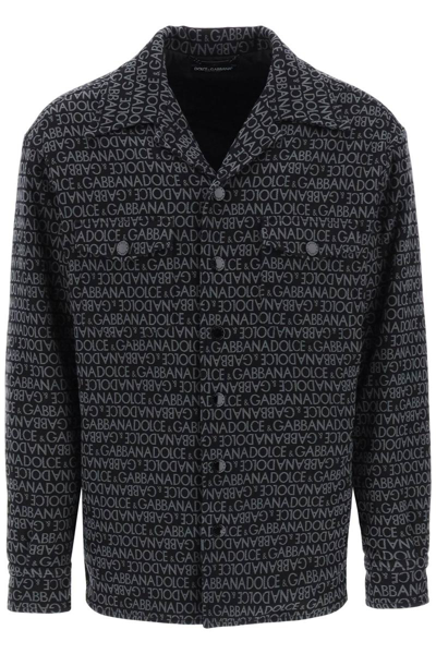 Shop Dolce & Gabbana Padded Overshirt With Jacquard Logo Motif In Multicolor