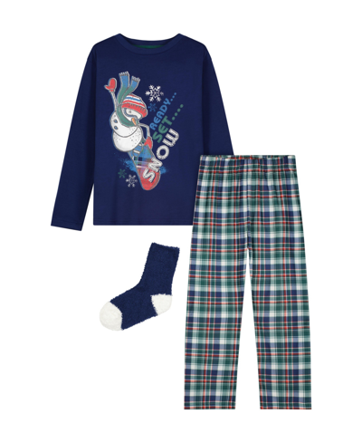 Shop Max & Olivia Big Boys 2 Pack Pajama Set With Socks, 3 Pieces In Navy