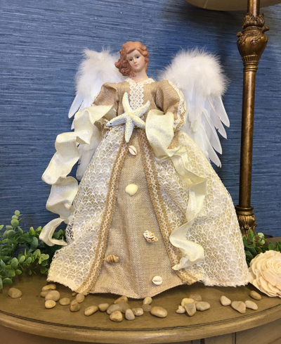 Shop Santa's Workshop 16" Coastal Angel Tree Topper In Beige