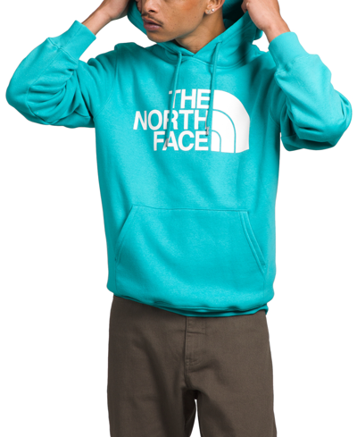 Shop The North Face Men's Half Dome Logo Hoodie In Aprs Blue,tnf White