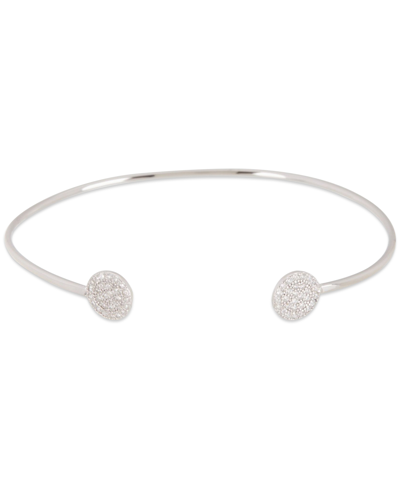 Shop Adornia Rhodium-plated Pave Circle Cuff Bracelet In Silver