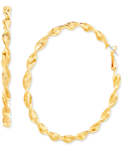 Shop Kensie Gold-tone Twisted Large Hoop Earrings, 3"