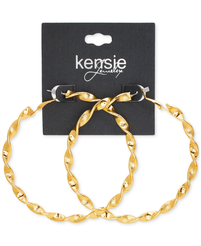 Shop Kensie Gold-tone Twisted Large Hoop Earrings, 3"