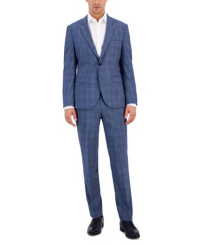 Shop Hugo By  Boss Mens Modern Fit Plaid Suit Separates In Medium Blue Plaid