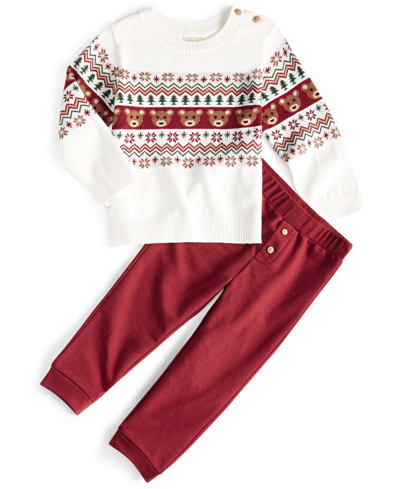 Shop First Impressions Baby Boys Fair Isle Sweater And Pants, 2 Piece Set, Created For Macy's In Multi