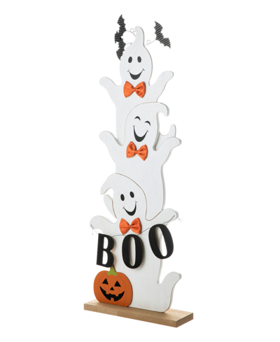 Glitzhome 37.5" H Halloween Wooden Stacked Ghost Porch Decor In Multi