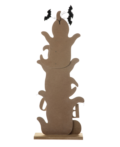 Glitzhome 37.5" H Halloween Wooden Stacked Ghost Porch Decor In Multi