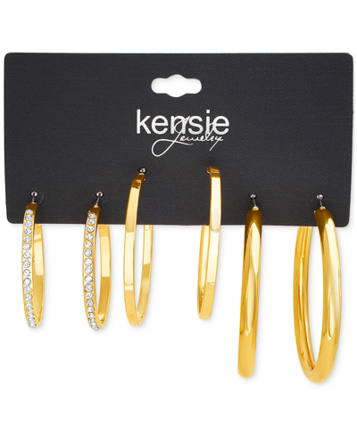 Shop Kensie Gold-tone 3-pc. Set Hoop Earrings