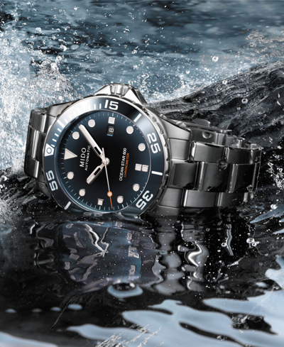 Mido Men's Swiss Automatic Ocean Star 600 Chronometer Stainless Steel Bracelet Watch 44mm In Blue
