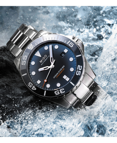 Shop Mido Men's Swiss Automatic Ocean Star 600 Chronometer Stainless Steel Bracelet Watch 44mm In Blue