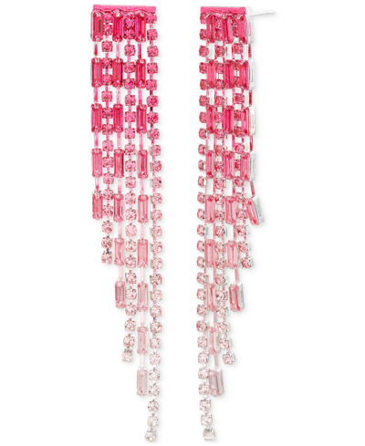 Shop Kensie Pink Ombre Rhinestone Chain Fringe Linear Earrings In Open Misce