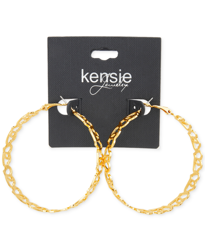 Shop Kensie Large Heart Cutout Hoop Earrings, 2.28" In Silver