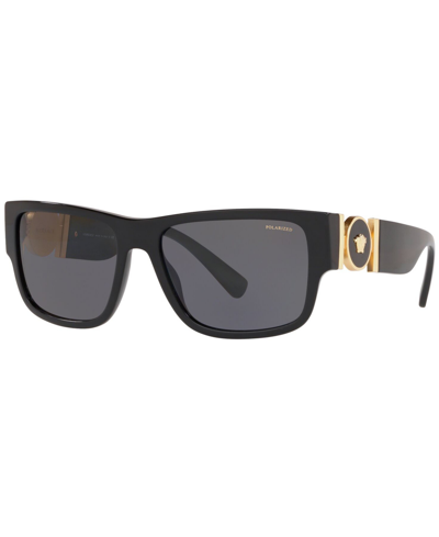 Shop Versace Polarized Sunglasses, Ve4369 In Black,polar Grey
