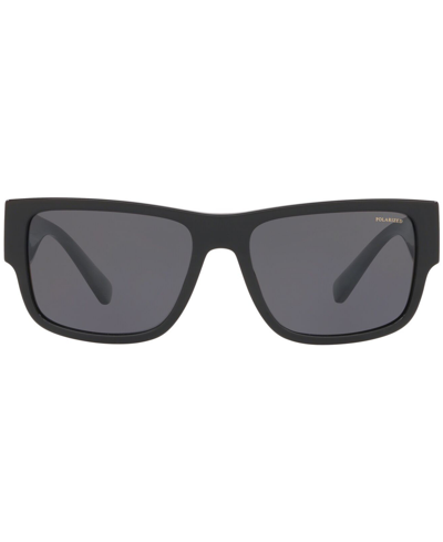 Shop Versace Polarized Sunglasses, Ve4369 In Black,polar Grey