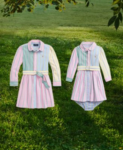 Shop Polo Ralph Lauren Baby Toddler Little Girls Matching Belted Cotton Oxford Fun Shirtdress In Funshirt