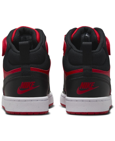 Shop Nike Big Kids Court Borough Mid 2 Adjustable Strap Closure Casual Sneakers From Finish Line In University Red,black