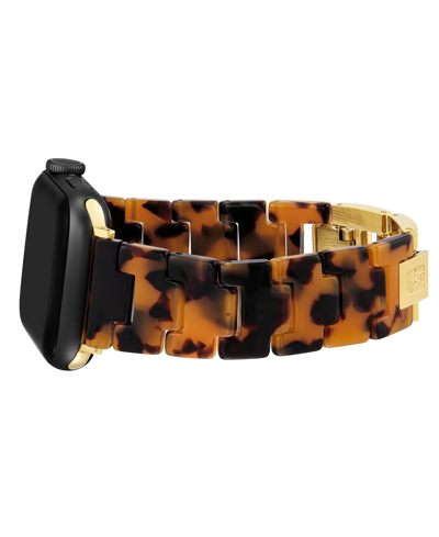 Shop Anne Klein Women's Tortoise Acetate And Gold-tone Alloy Bracelet Compatible With 38/40/41mm Apple Watch In Tortoise,gold-tone