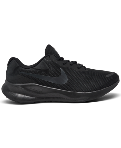 Shop Nike Men's Revolution 7 Wide-width Running Sneakers From Finish Line In Black,off Noir
