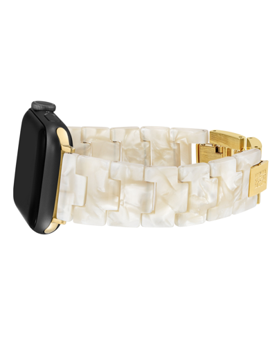Shop Anne Klein Women's Ivory Acetate And Gold-tone Alloy Bracelet Compatible With 38/40/41mm Apple Watch In Ivory,gold-tone