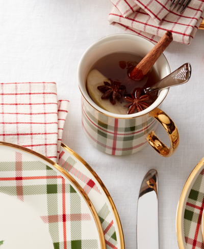 Lenox Holiday Plaid Mugs, Set Of 4 In Red  Green And Ivory