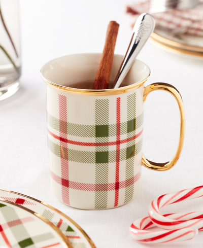 Lenox Holiday Plaid Mugs, Set Of 4 In Red  Green And Ivory