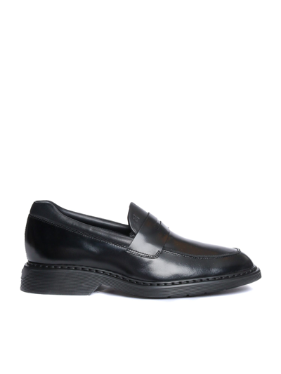 Shop Hogan H576 Loafers In Black