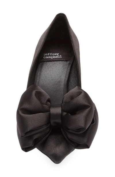 Shop Jeffrey Campbell Convince-b Satin Bow Pointed Toe Pump In Black Satin