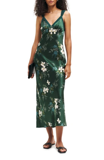 Shop Reformation Neola Floral Print Silk Maxi Dress In Portia