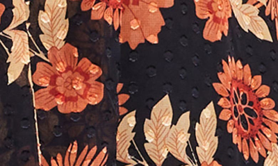 Shop Estelle Autumnal Garden Long Sleeve Midi Dress In Coral Print