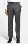 Ted Baker Jefferson Flat Front Solid Wool Dress Pants In Mid Grey