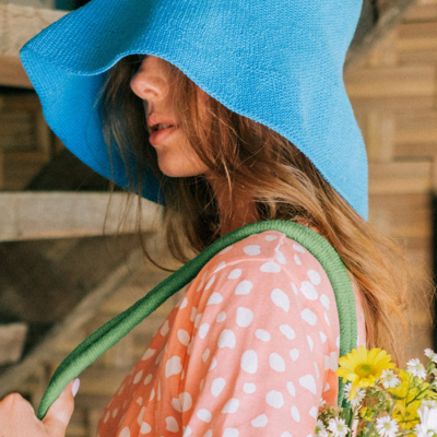 Shop Brunna Co Bloom Crochet Hat In Mosaic Blue