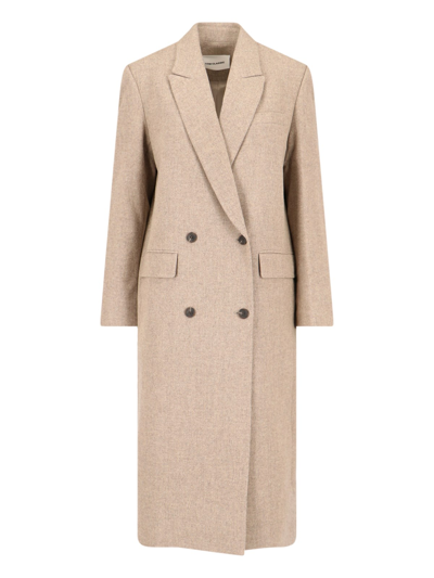 Shop Low Classic Double-breasted Coat In Beige