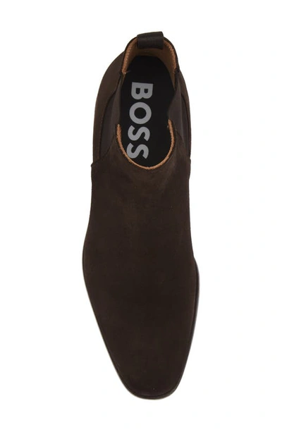 Shop Hugo Boss Lisbon Chelsea Boot In Chocolate Brown