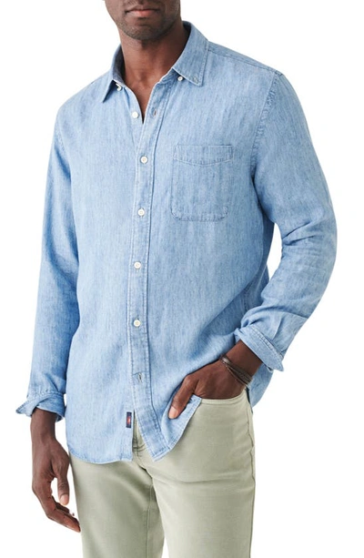 Shop Faherty The Tried & True Lyocell & Linen Chambray Button-up Shirt In Vintage Indigo