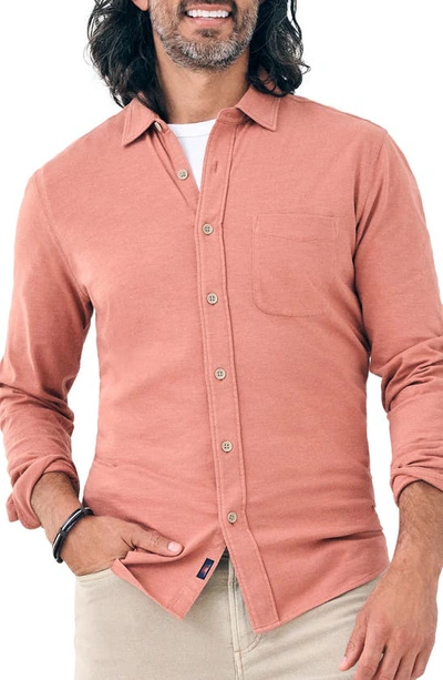 Shop Faherty Seasons Knit Button-up Shirt In Sedona