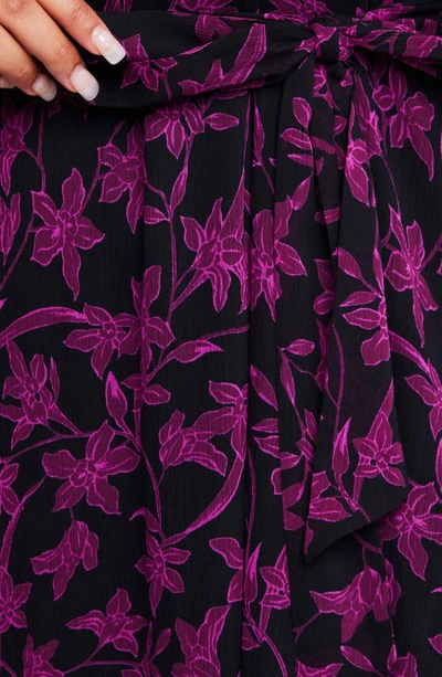 Shop Estelle Boysenbery Bloom Floral Print Midi Dress In Magenta/ Black