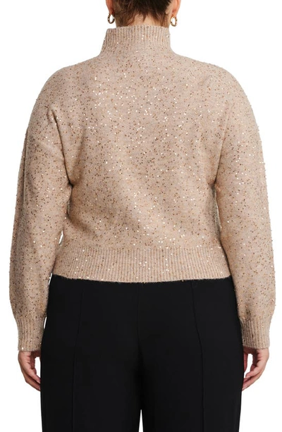 Shop Estelle Golden Sparkle Sequin Sweater In Hazelnut