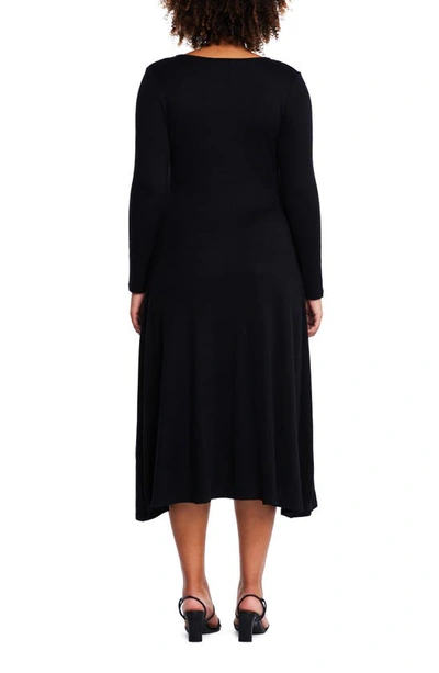 Shop Estelle Florentine Long Sleeve Knit Midi Dress In Black