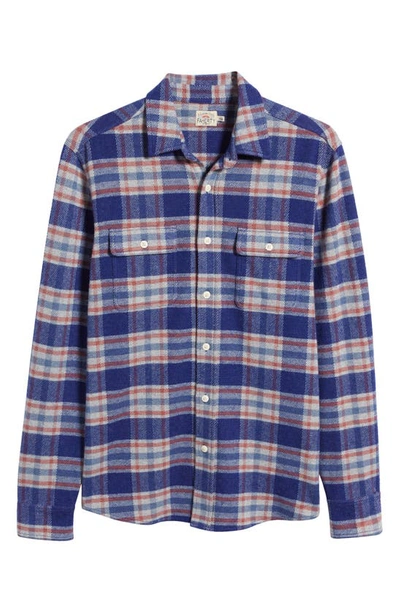 Shop Faherty Legend Buffalo Check Flannel Button-up Shirt In Navy Skyline Plaid