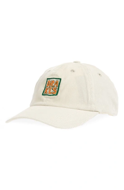 Shop Drake's Embroidered Logo Corduroy Baseball Cap In Ivory