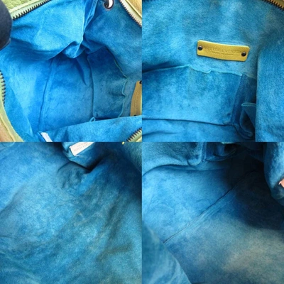 Shop Bottega Veneta Green Leather Shoulder Bag ()