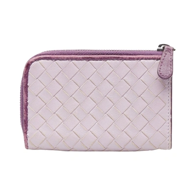 Shop Bottega Veneta Intrecciato Purple Leather Wallet  ()